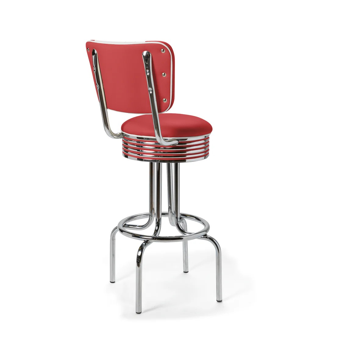 Tabouret de bar Airline Dossier Chrome mobilier rouge