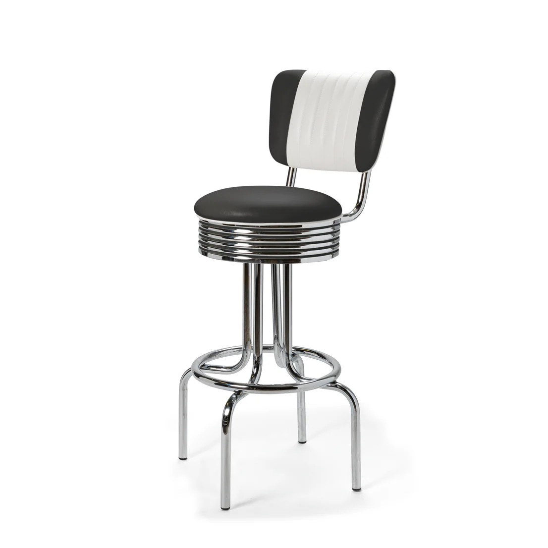 Tabouret de bar Airline Dossier Chrome noir