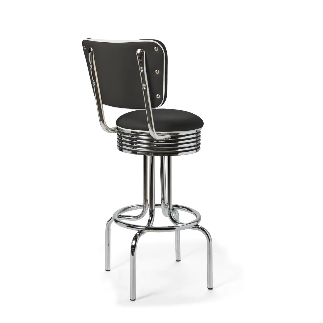 Tabouret de bar Airline Dossier Chrome mobilier noir
