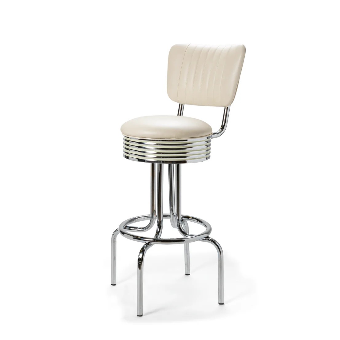 Tabouret de bar Airline Dossier Chrome blanc