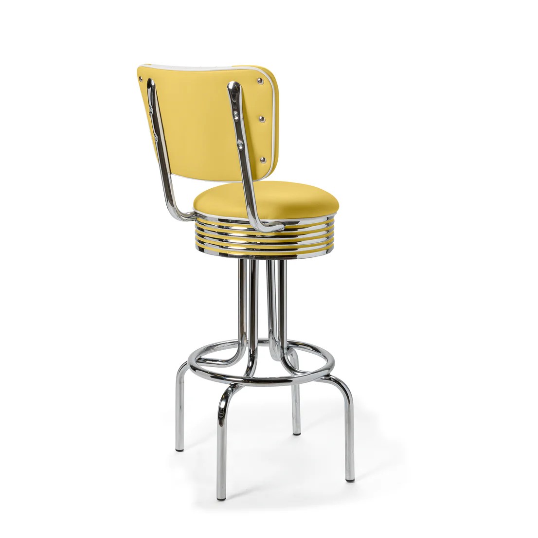 Tabouret de bar Airline Dossier Chrome  jaune