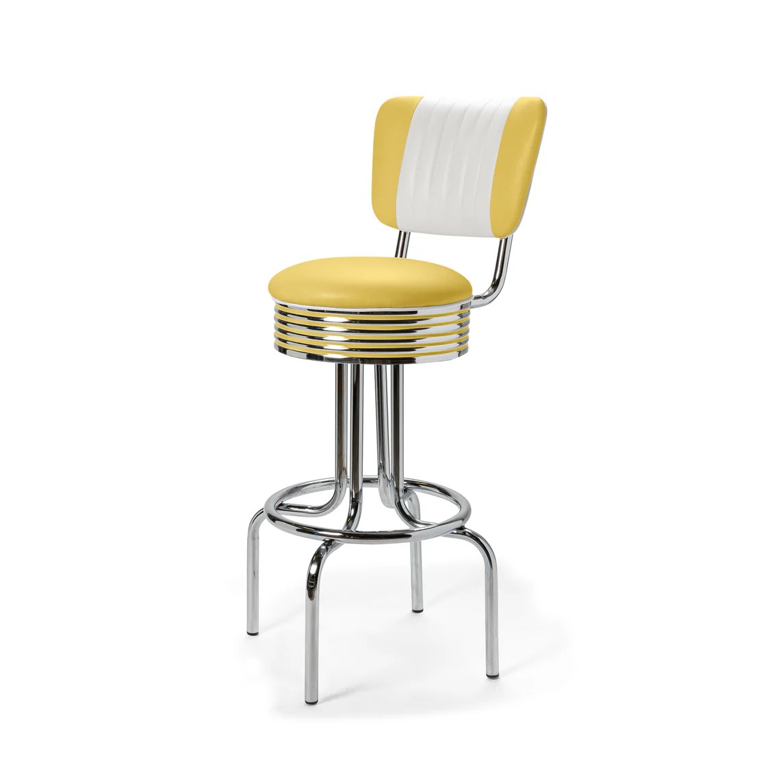 Tabouret de bar Airline Dossier Chrome mobilier jaune