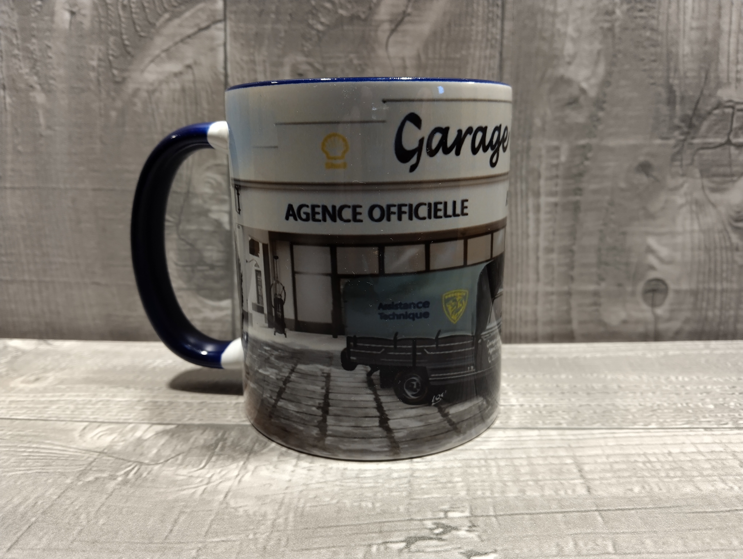 tasse céramique Peugeot garage vintage