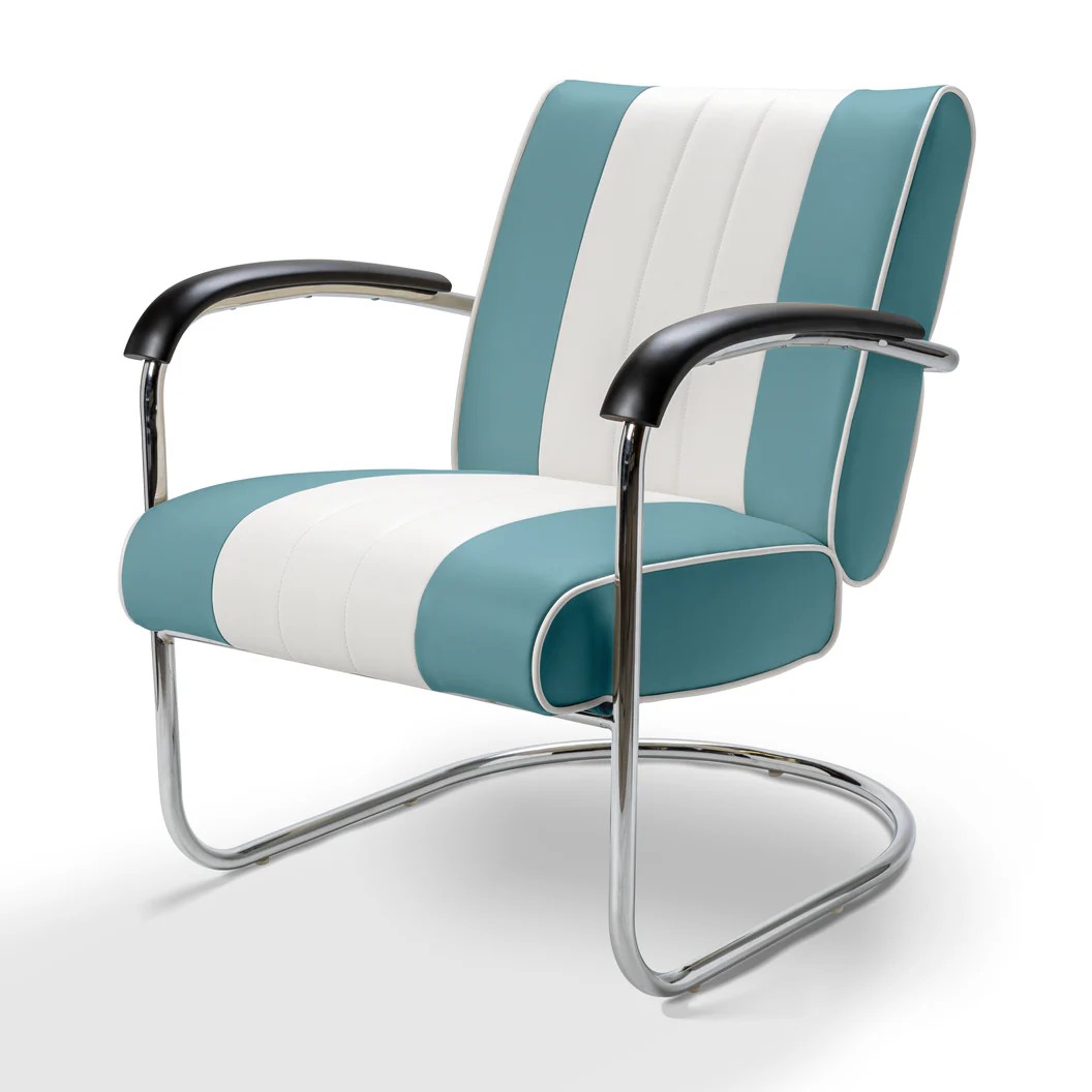 Chaise Pullman CB Chrome mobilier américain bleu