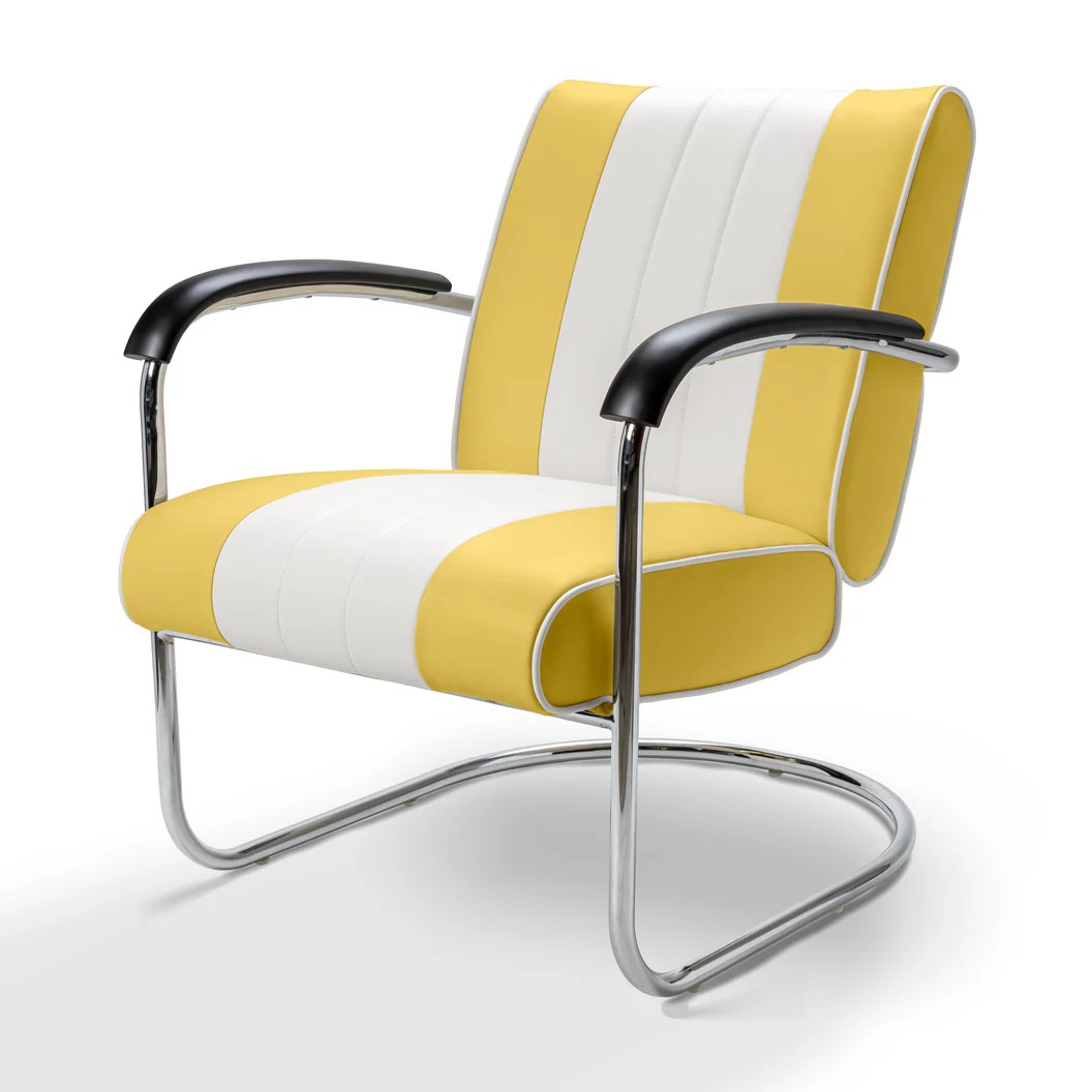 Chaise Pullman CB Chrome mobilier américain jaune