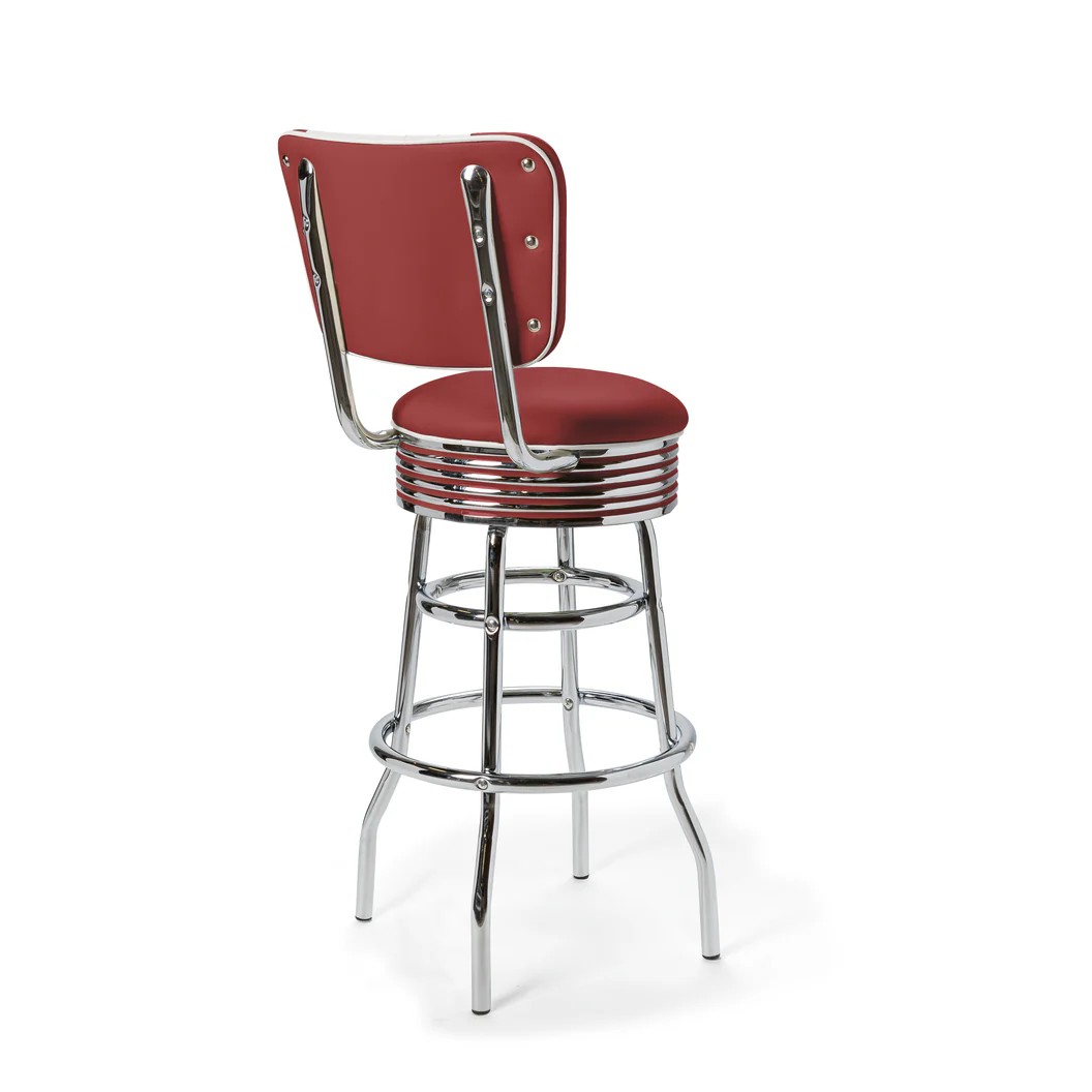 Palace Tabouret de bar Dossier CB 77 Chrome ruby