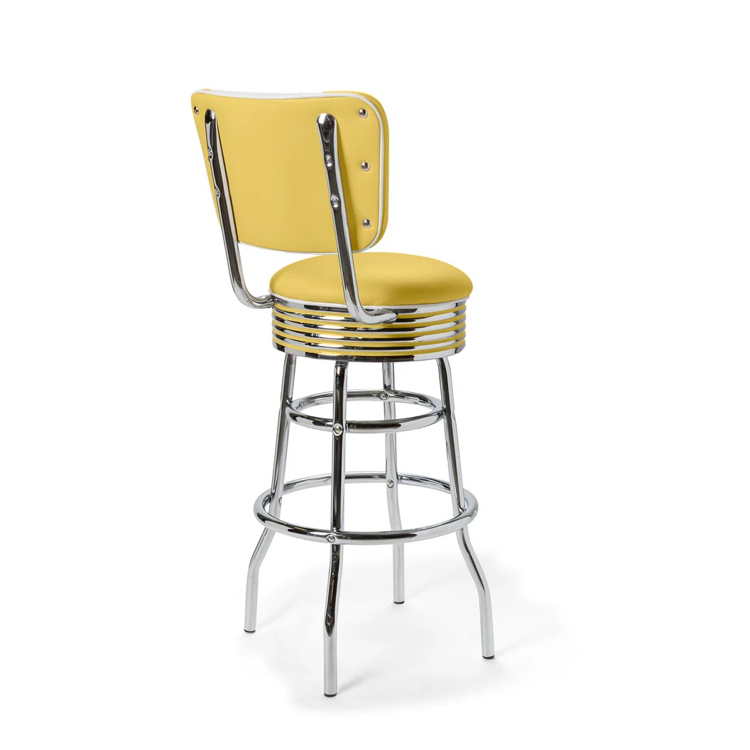 Palace Tabouret de bar Dossier CB 77 Chrome jaune