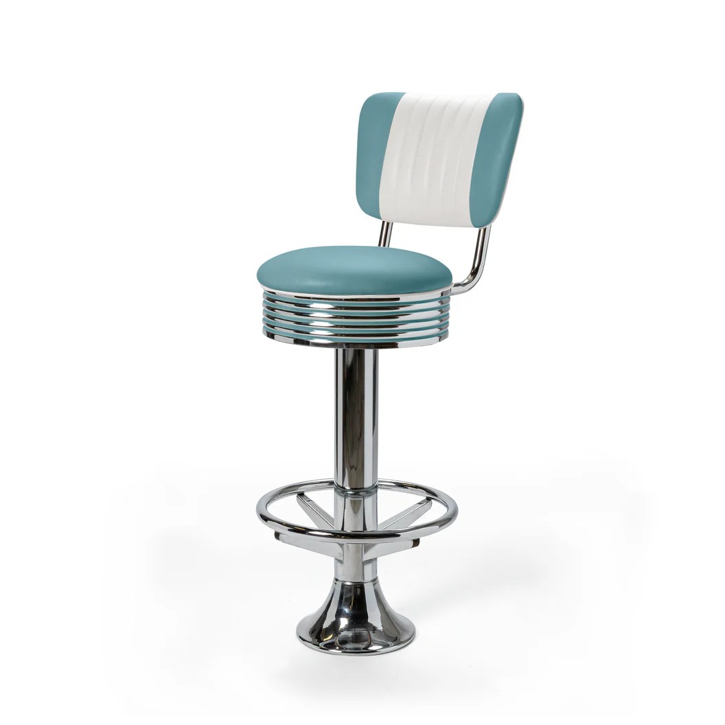 Casey Tabouret de bar Dossier et repose-pieds CB 77 Chrome bleu
