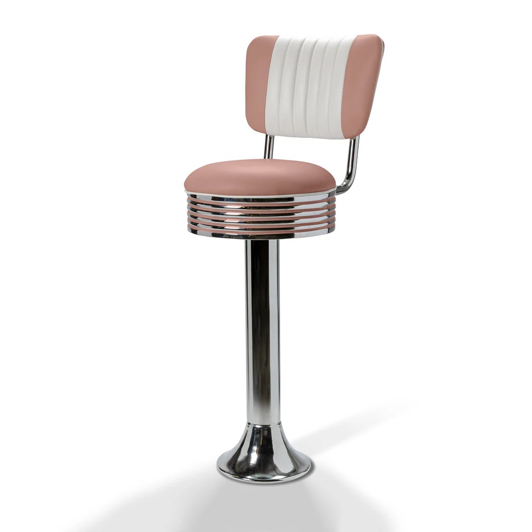 Casey Tabouret de bar Dossier CB 77 Chrome rose
