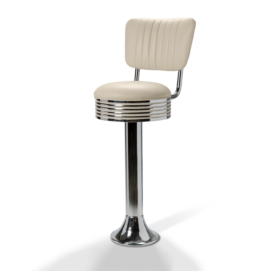 Casey Tabouret de bar Dossier CB 77 Chrome blanc