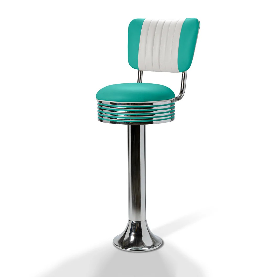 Casey Tabouret de bar Dossier CB 77 Chrome turquoise