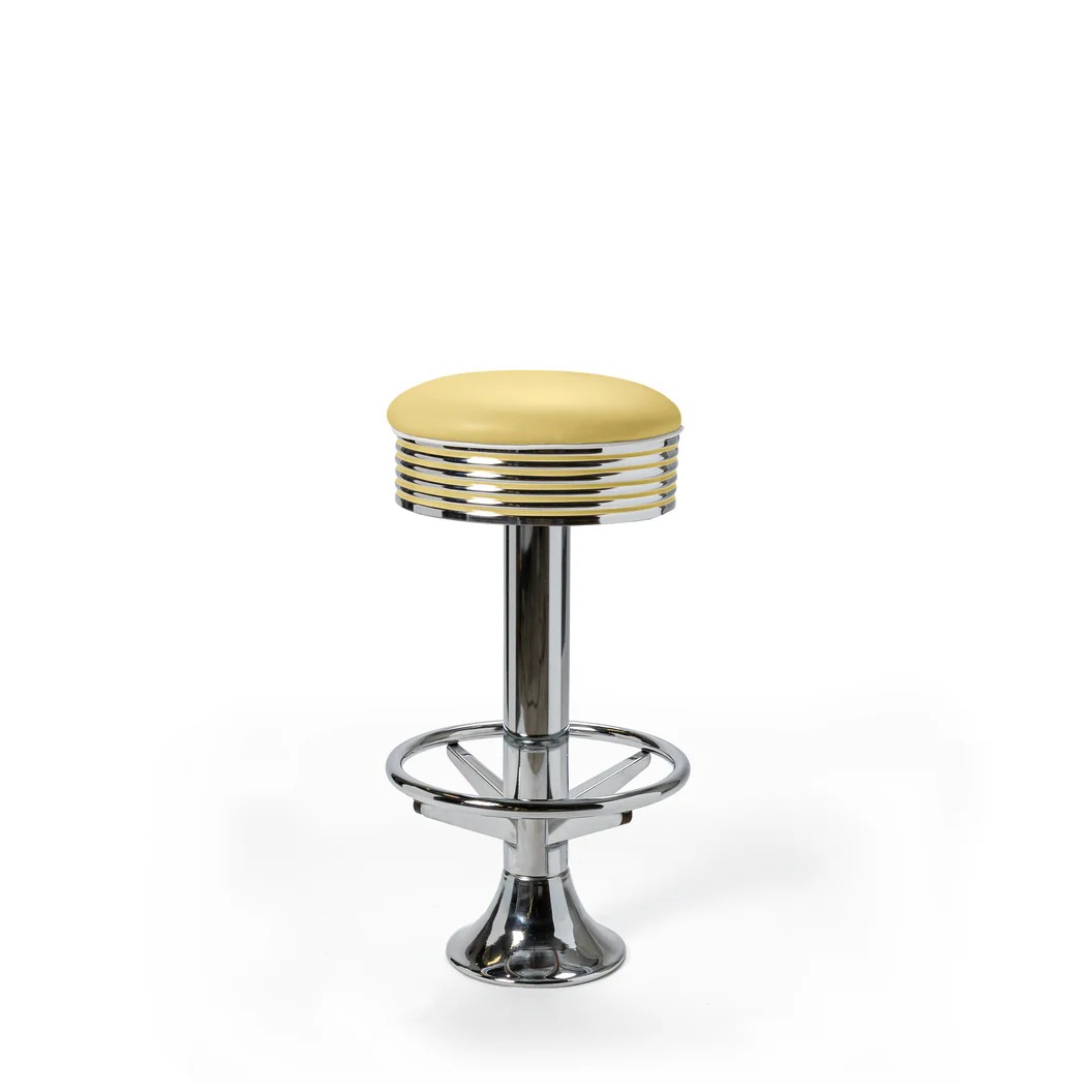 Casey Tabouret de bar Repose-pieds WP 77 Chrome jaune