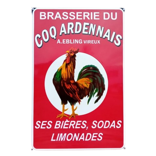 plaque émaillée brasserie du coq ardennais