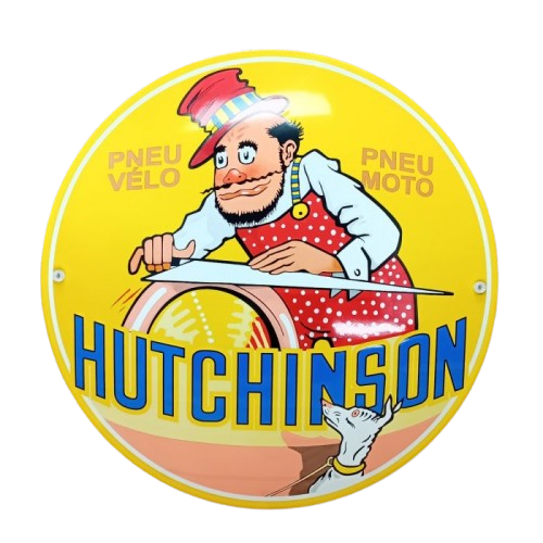 plaque émaillée publicitaire hutchinson pneus moto vintage