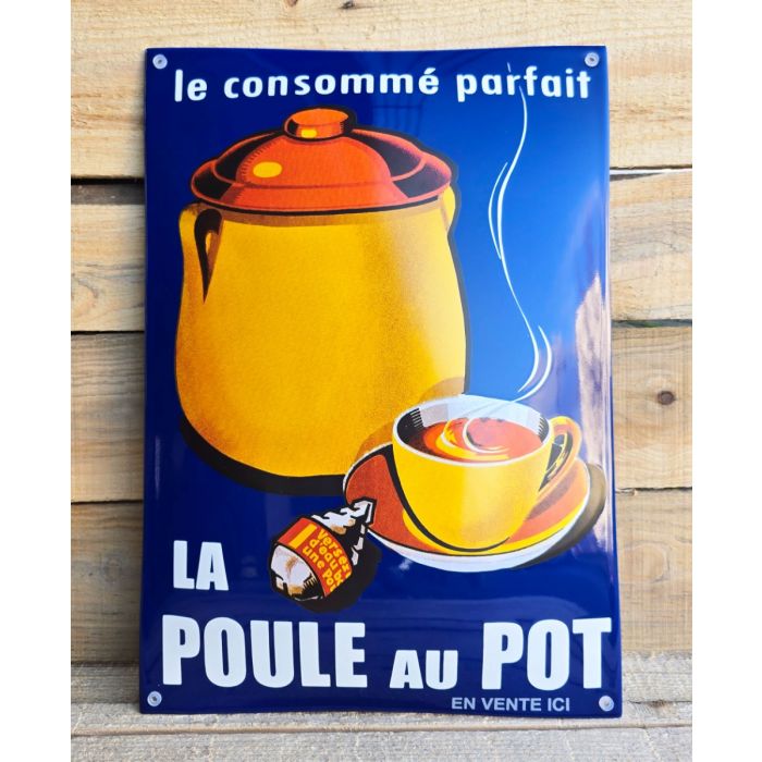 Plaque émaillée La Poule au Pot
