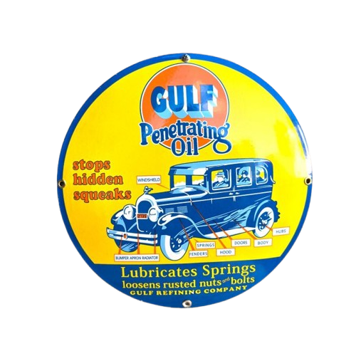 Plaque émaillée vintage Gulf