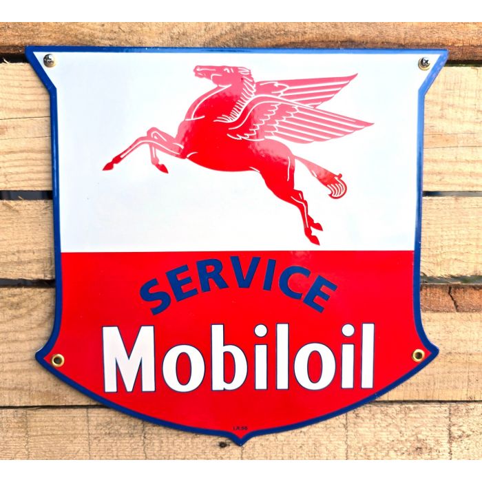 Plaque émaillée service Mobiloil rétro vintage