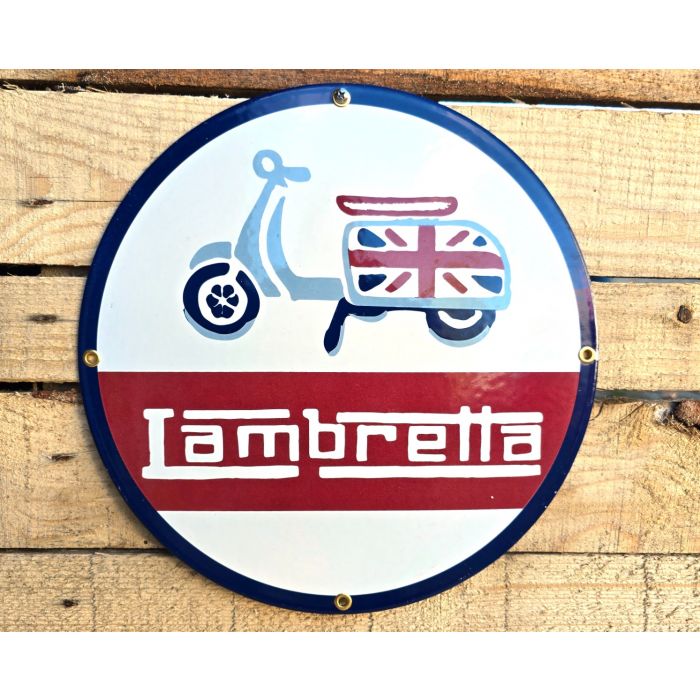 Plaque émaillée scooter Lambretta publicitaire rétro