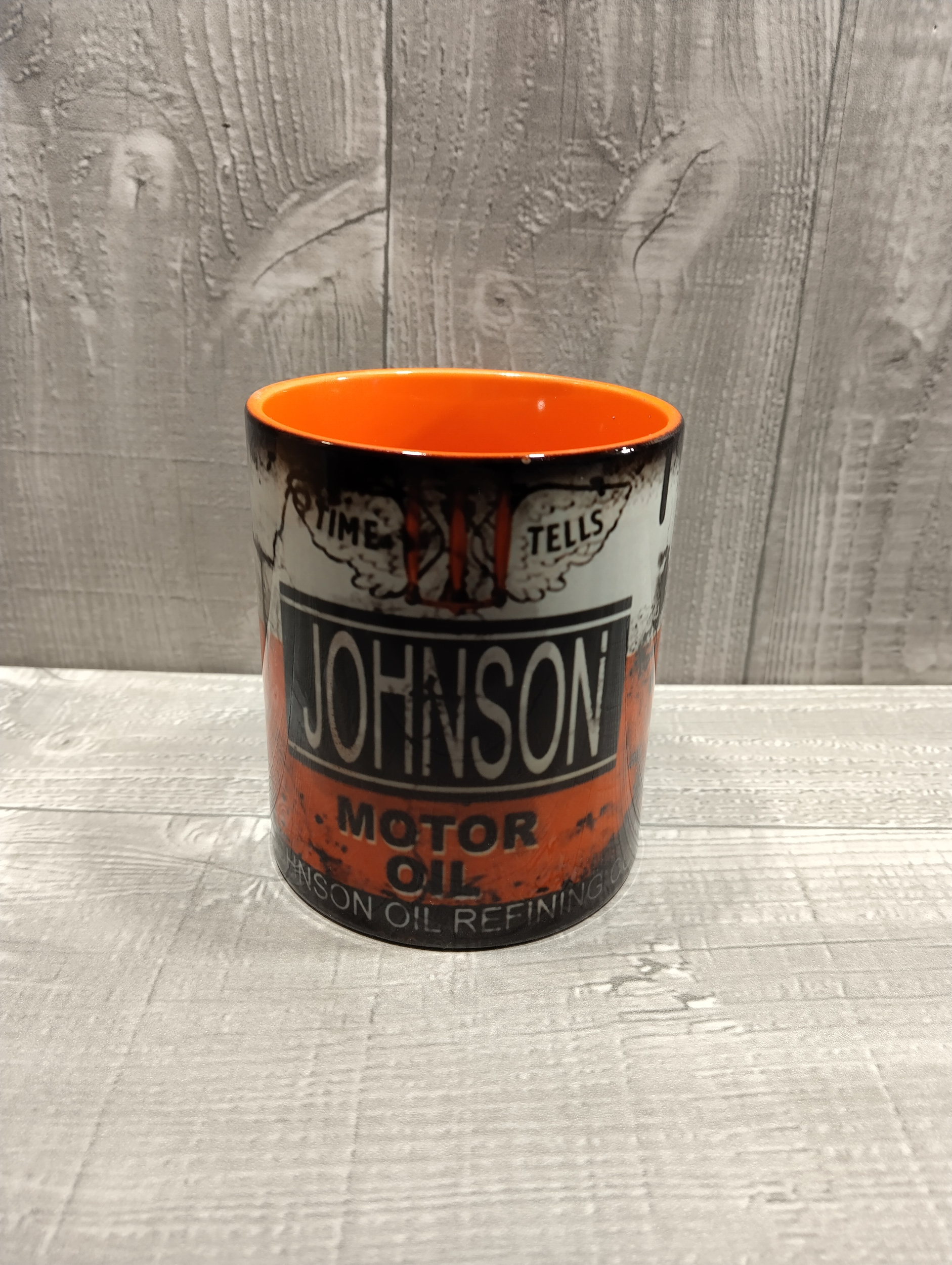 mug céramique johnson oil rétro vintage