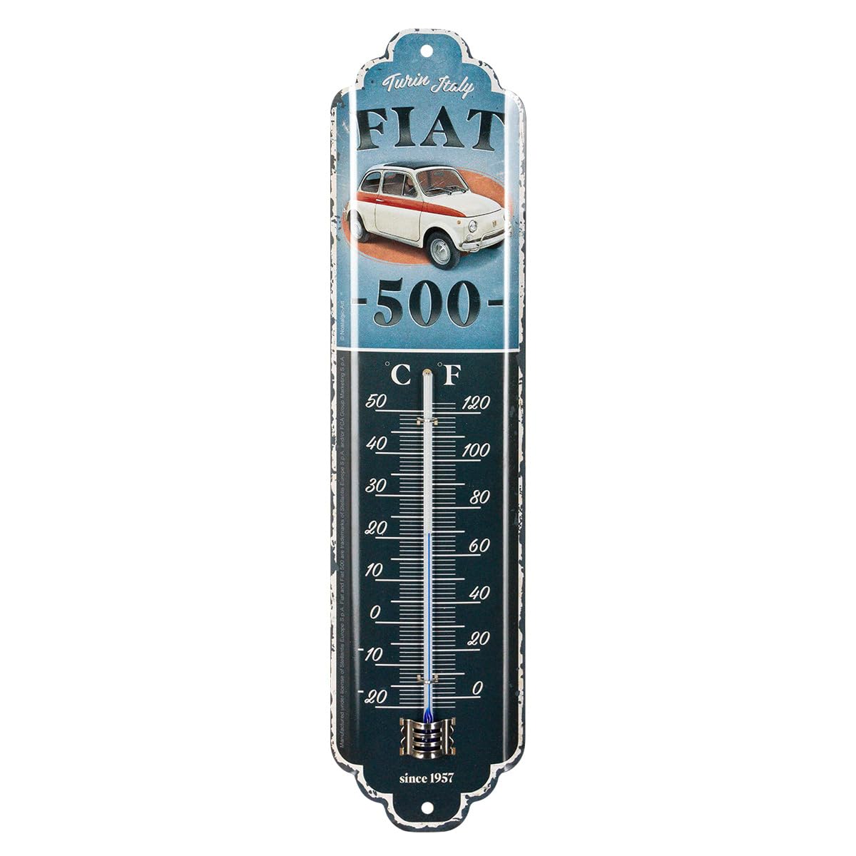 thermomètre métal fiat 500