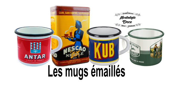 mugs émaillés vintage