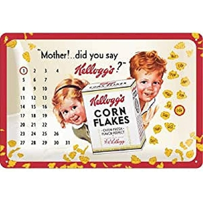 plaque-calendrier-pertuel-vintage-kellogg-s