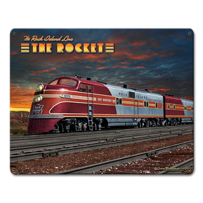 plaque déco trains américain vintage rétro