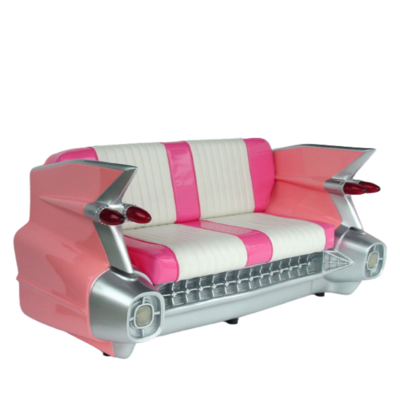 canapé banquette voiture cadillac rose vif