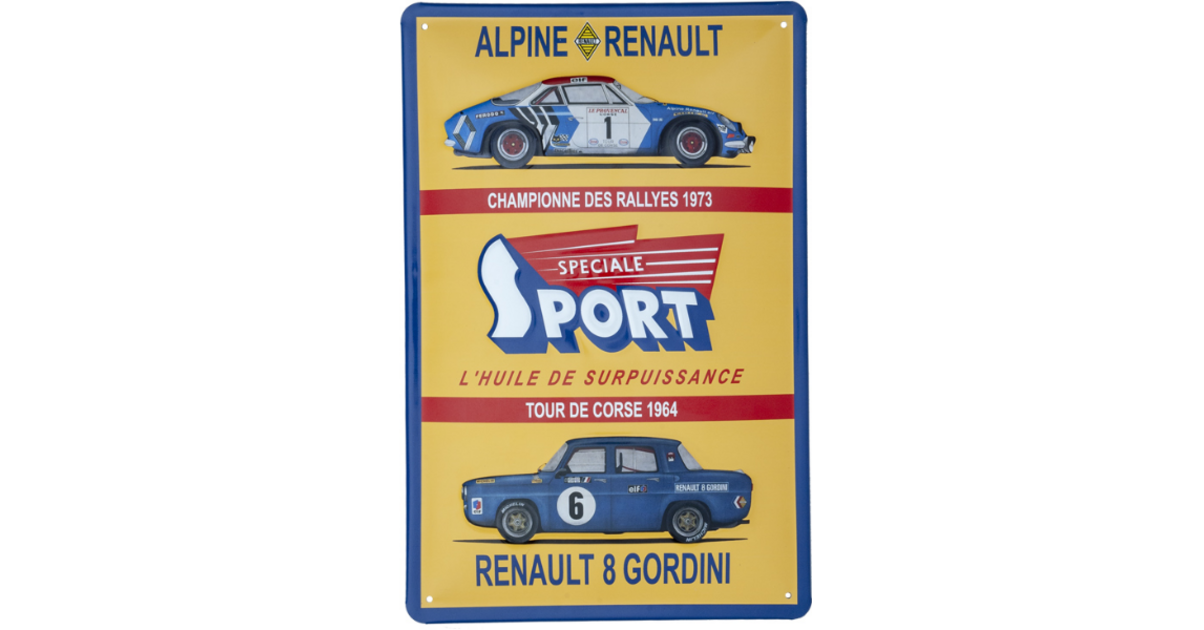 Plaque métal R8 Gordini - La célèbre Renault en 40x30cm