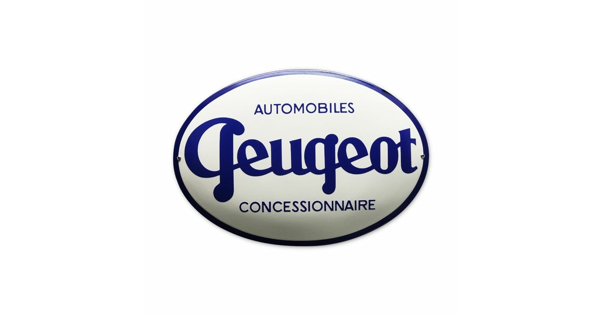Ancienne plaque émaillée Outillage Peugeot Frères 35x45cm 1930