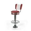 Casey Tabouret de bar Dossier et repose-pieds CB 77 Chrome rouge ruby