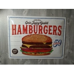 plaque métal déco américaine hamburgers rétro vintage