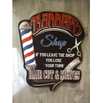 plaque métal déco publicitaire barber shop rétro vintage