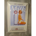 calendrier perpétuel métal en relief publicitaire milk pin-up rétro vintage