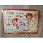 calendrier perpétuel métal en relief publicitaire céréales kelloggs corn flakes rétro vintage
