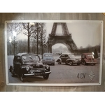 plaque métal déco publicitaire renault 4CV tour eiffel rétro vintage