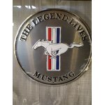 Plaque Métal Ronde Relief Ford Mustang - Décoration Vintage Garage Ou Antre D'Homme
