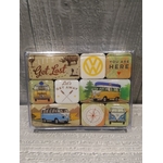 coffret magnets émaillés déco rétro vintage volkswagen combi get lost