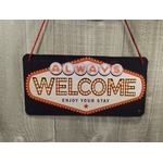 plaque métal à suspendre déco welcome rétro vintage
