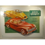 plaque métal publicitaire rétro vintage peugeot 203