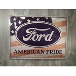 plaque métal drapeau ford américain