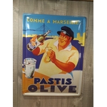 plaque métal déco publicitaire pastis olive