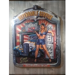 plaque métal déco pin-up station service rétro vintage