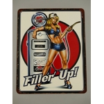 plaque métal station service pin-up filler up