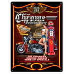 plaque vintage chrome garage pin-up 30x40
