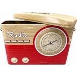 boite métal vintage radio rouge