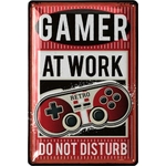 plaque métal gamer at work rouge 20x30cm