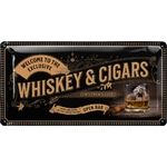 plaque métal whisky & cigars club 34x17cm