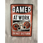 plaque déco gamer at work vintage rétro