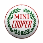 plaque émaillée austin mini cooper ronde
